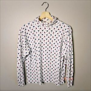 VINTAGE 80s floral & diamond print turtleneck